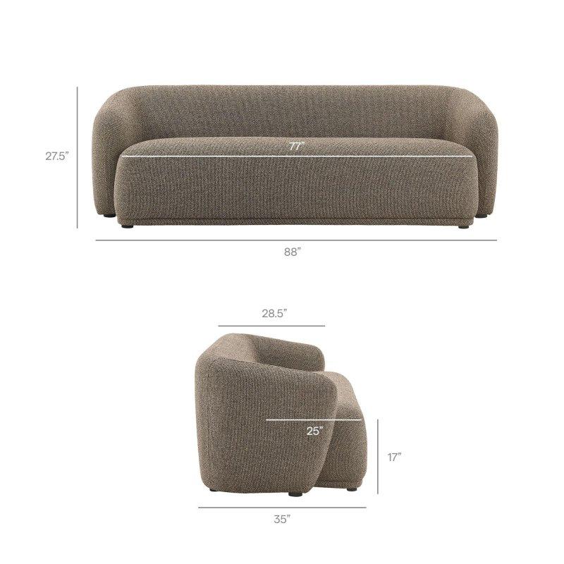 Krem Buklet Kumaş Yuvarlak Hatlı Bohem Koltuk - 224 cm - 277885