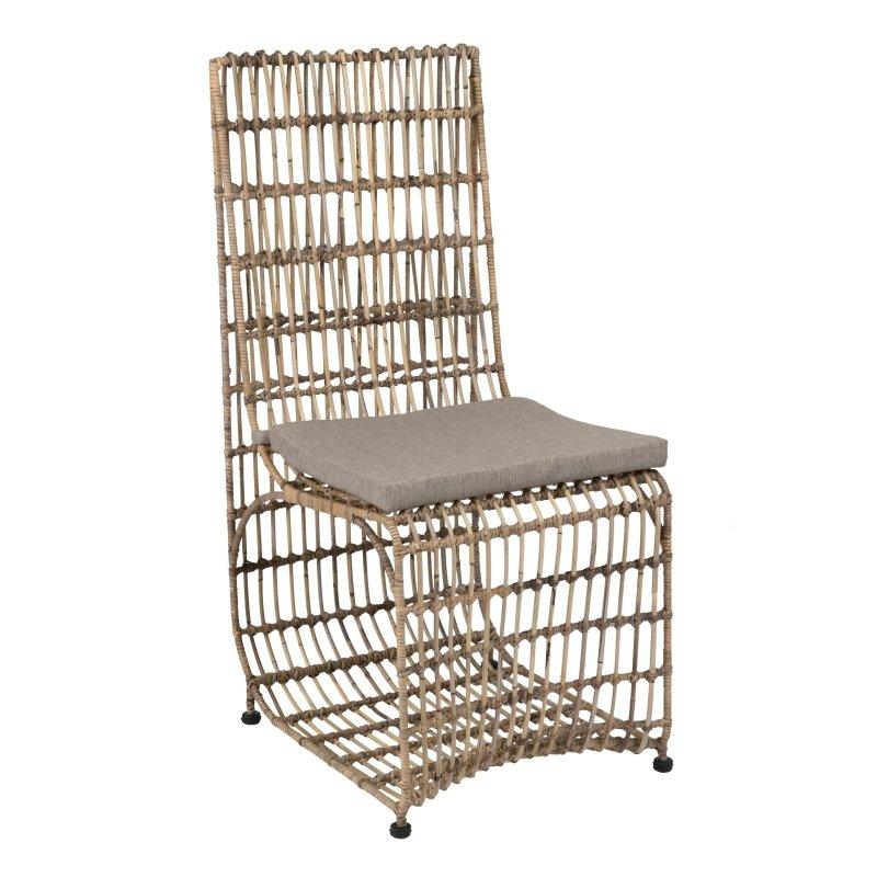 Krem El Yapımı Çıtalı Sırtlı Demir İskeletli Rattan Sandalye - 107x64x51 cm - 252240