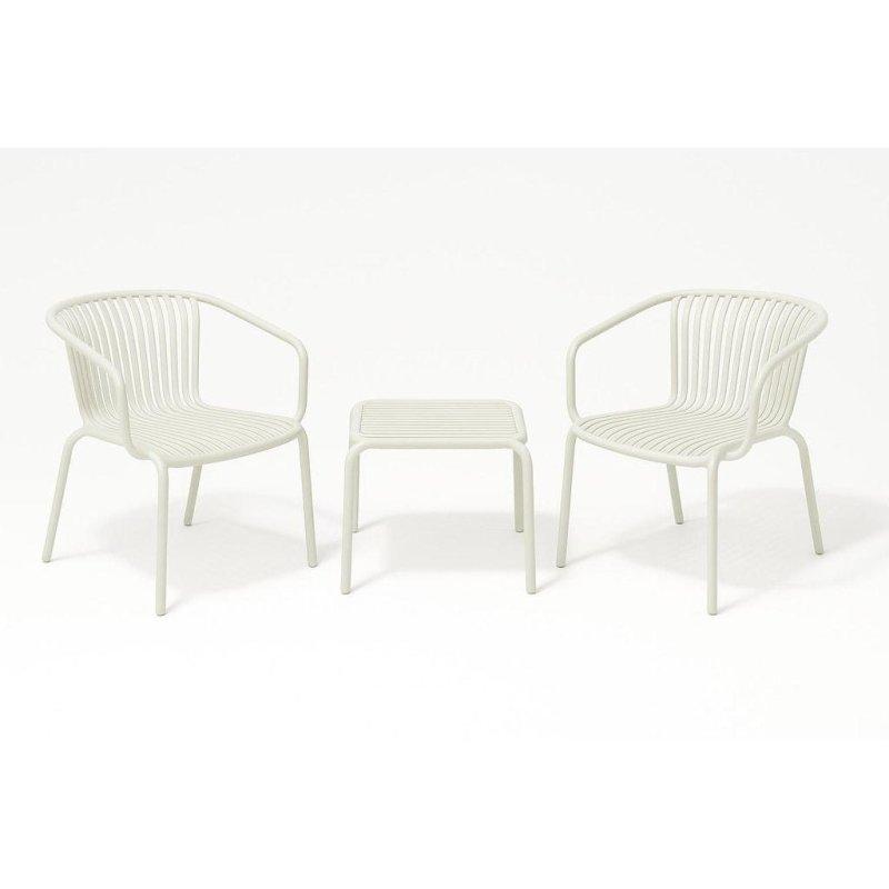 Krem Fiberglas Takviyeli Polipropilen İstiflenebilir 3 Parça Bahçe Takımı - 273702
