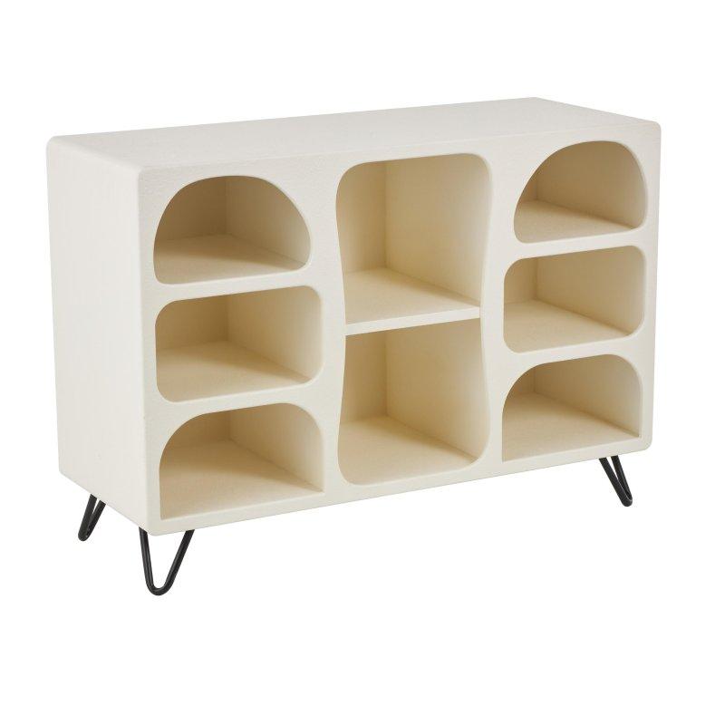 Krem Göknar Ağacı ve Siyah Metal Destekli 8 Raflı Kitaplık - 101x39x72 cm - 317797