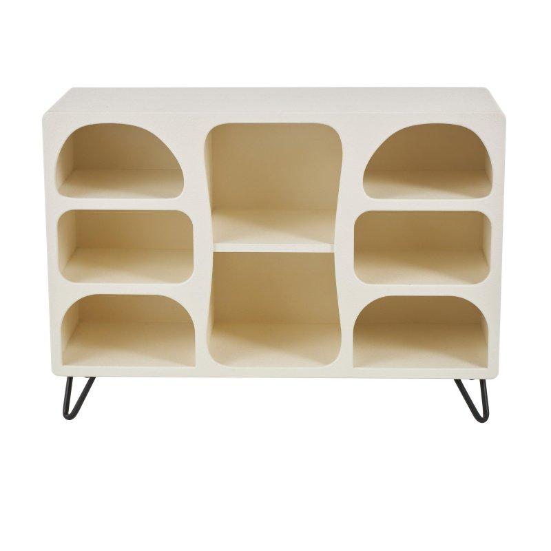 Krem Göknar Ağacı ve Siyah Metal Destekli 8 Raflı Kitaplık - 101x39x72 cm - 317797
