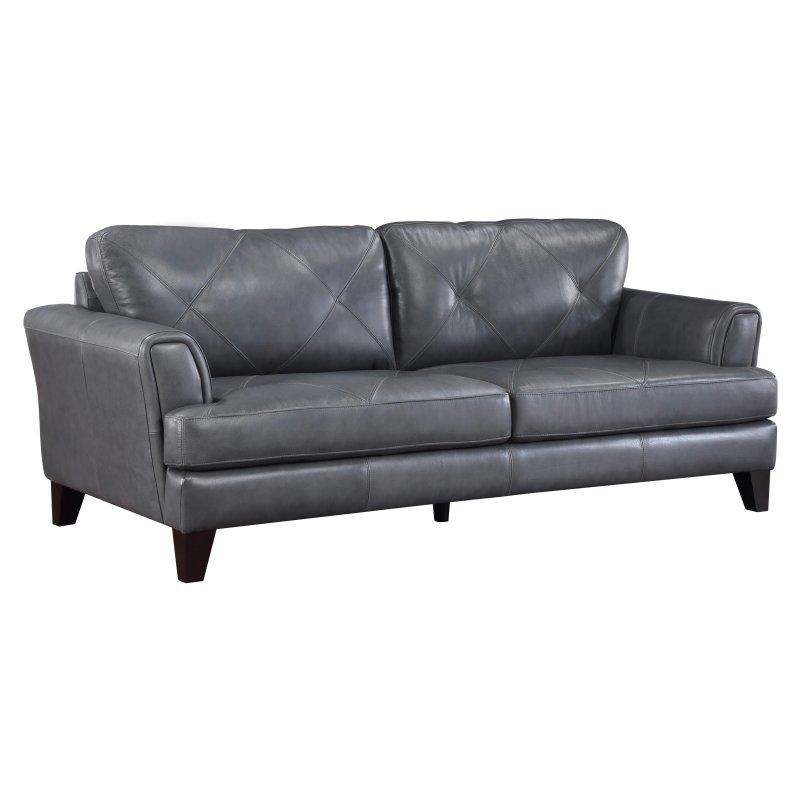 Krem Gri Deri Ahşap Çıkarılabilir Minderli 3 Kişilik Bohem Koltuk - 224 cm - 293763