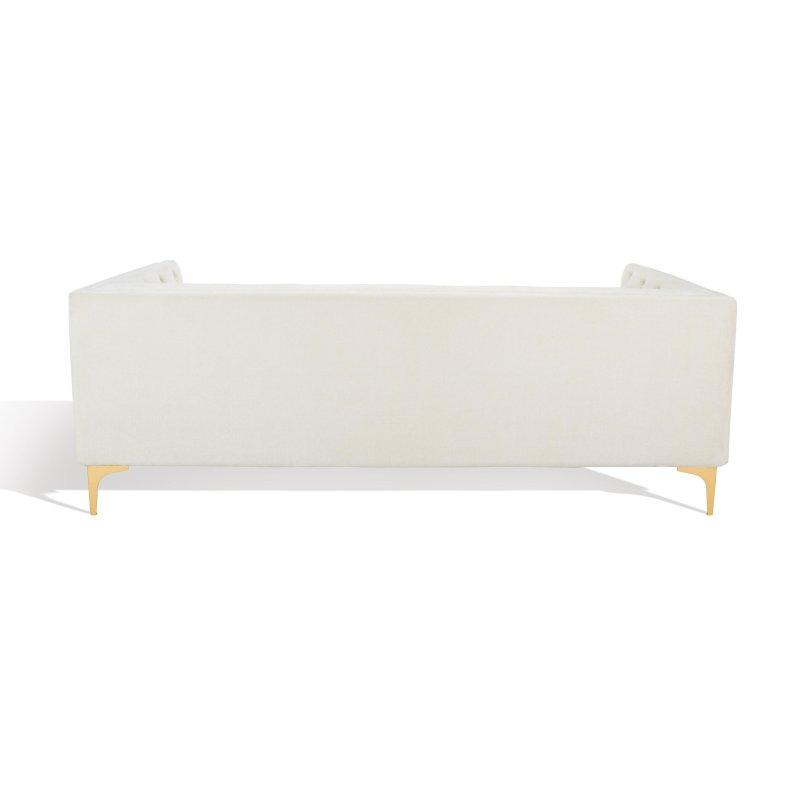 Krem Kadife Kapitoneli Gold Metal Ayaklı 3 Kişilik Bohem Koltuk - 204x84 cm - 288003