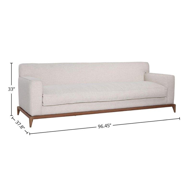 Krem Keten Karışımlı Masif Ceviz Ağacı 3 Kişilik Bohem Koltuk - 245 cm - 284592