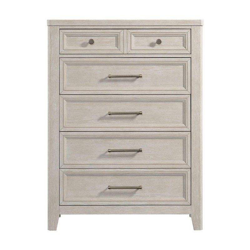 Krem Masif Çam 6 Çekmeceli Antik Kalay Kulplu Şifonyer - 102x50x136 cm - 304264
