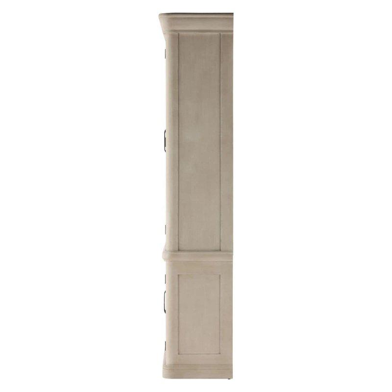 Krem Masif Kızılağaç Cam Kapaklı Fransız Kır Tarzı Kitaplık - 127x239 cm - 314388