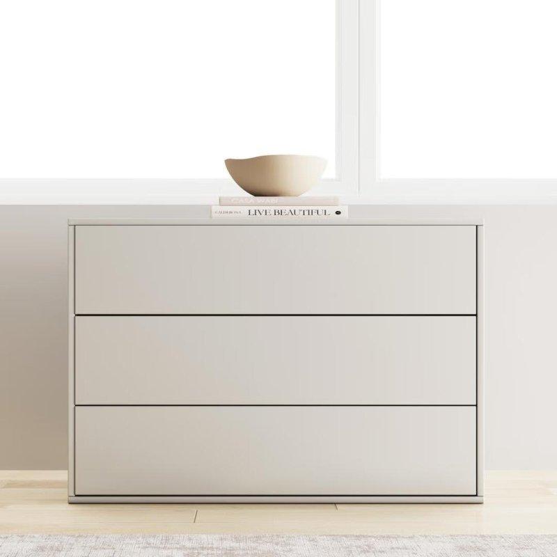 Krem MDF 3 Çekmeceli Modern Şifonyer - 80x55x40 cm - 299604