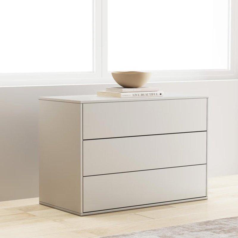 Krem MDF 3 Çekmeceli Modern Şifonyer - 80x55x40 cm - 299604