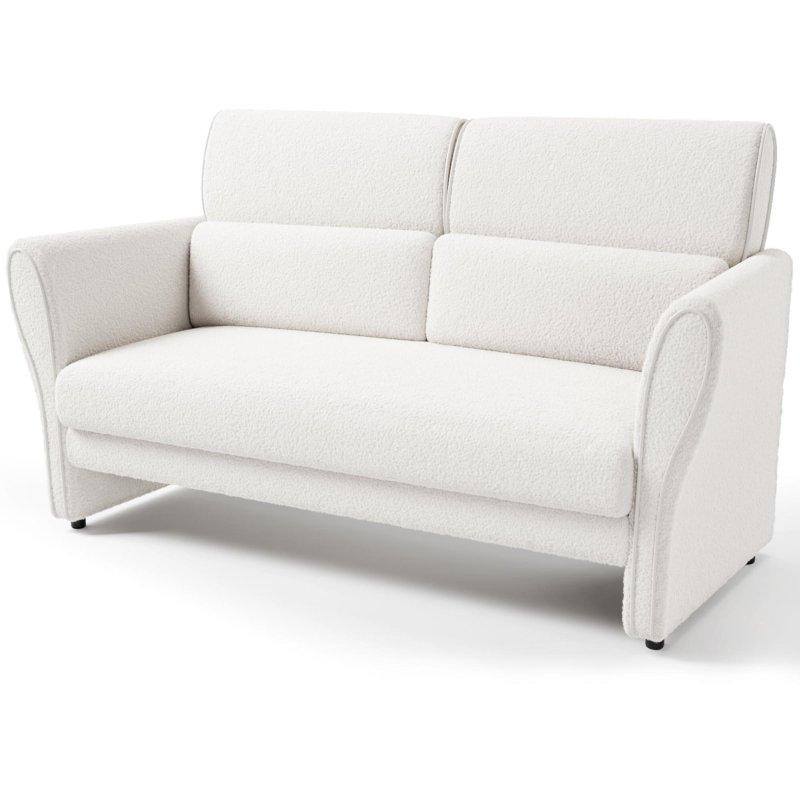 Krem MDF Bukle Kumaş Yuvarlak Kolçaklı Bohem Koltuk - 145 cm - 282350