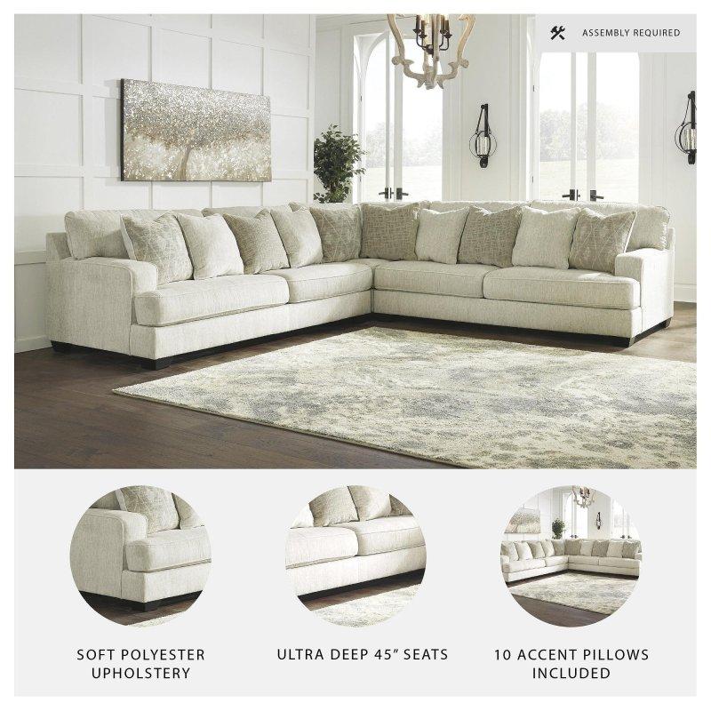 Krem Polyester 3 Parçalı 10 Kırlentli Köşe Koltuk - 552 cm - 259423
