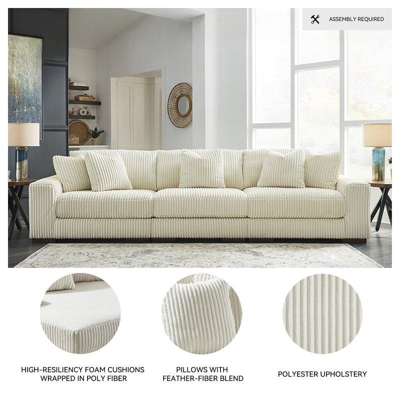 Krem Polyester 3 Parçalı Yastıklı Bohem Koltuk Takımı - 348x110x97 cm - 283323