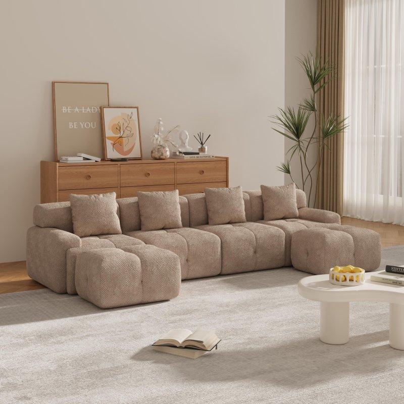 Krem Polyester Modüler Yataklı U Şekilli 6 Parçalı Bohem Koltuk - 344x163 cm - 282467 Krem Polyester Modüler Yataklı U Şekilli 6 Parçalı Bohem Koltuk - 344x163 cm - 282467
