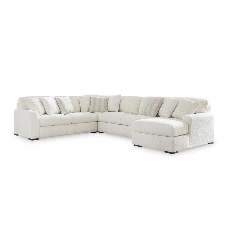 Krem Polyester U Şekilli Şezlonglu Köşe Koltuk - 387x270 cm - 256957