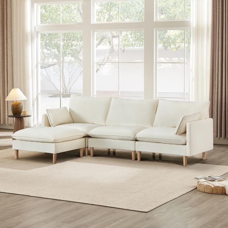Krem Polyester Yıkanabilir Kılıflı Modüler Köşe Koltuk - 259389