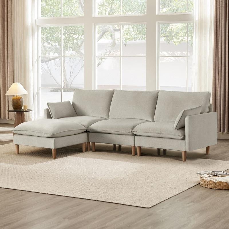 Krem Polyester Yıkanabilir Kılıflı Modüler Köşe Koltuk - 259389