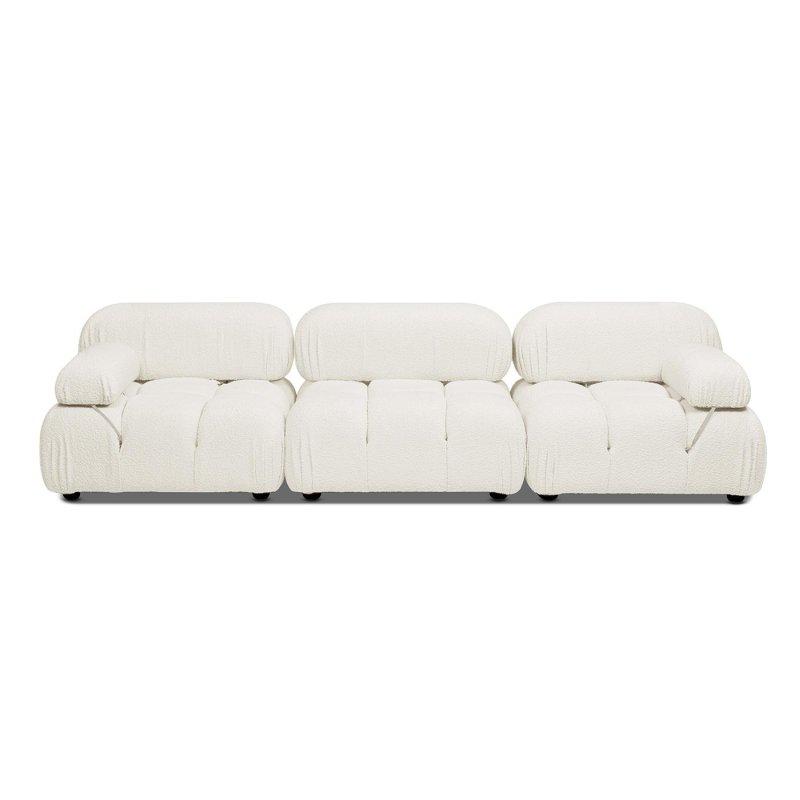 Krem Rengi Bukle Kumaş Modüler 3 Parçalı Balon Tasarım Bohem Koltuk - 279 cm - 277471