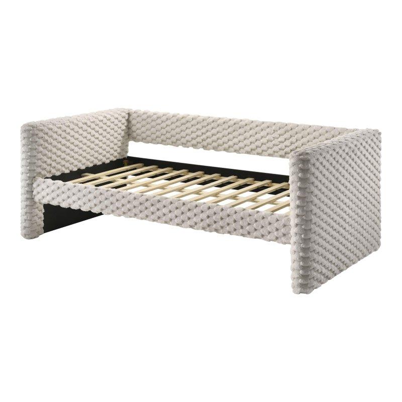 Krem Rengi Kumaş Döşemeli Ahşap Yavru Yataklı Daybed Karyola - 229x110 cm - 329996