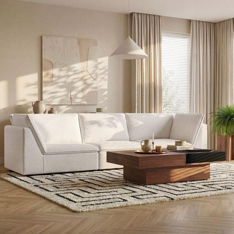 Krem Rengi Polyester Su İtici Kumaşlı Geniş Kollu Bohem Koltuk - 284 cm - 286285