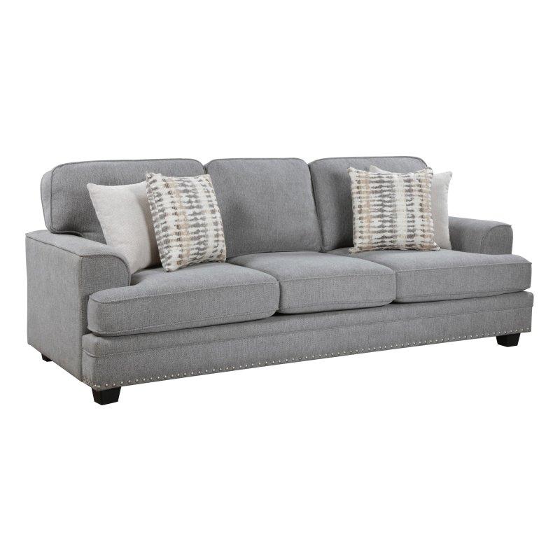 Krem Rengi Şönil Kumaş Zımba Detaylı 3 Kişilik Bohem Koltuk - 233 cm - 288007