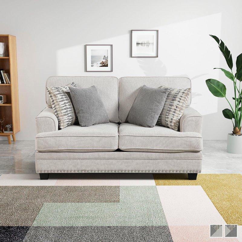 Krem Rengi Şönil Kumaş Zımba Detaylı 3 Kişilik Bohem Koltuk - 233 cm - 288007 Krem Rengi Şönil Kumaş Zımba Detaylı 3 Kişilik Bohem Koltuk - 233 cm - 288007