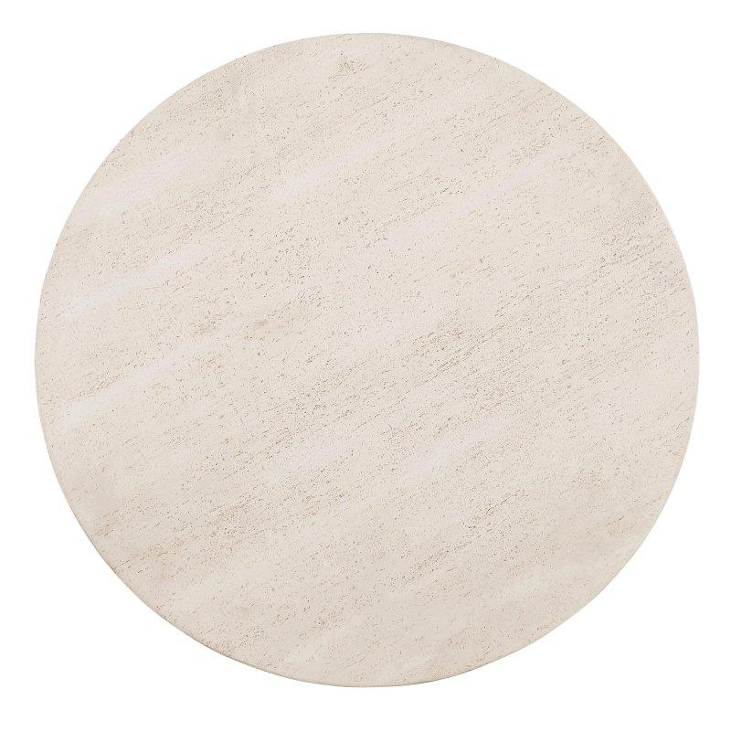 Krem Seramik Traverten Tasarımlı Tambur Yuvarlak Orta Sehpa - 81 cm - 240659