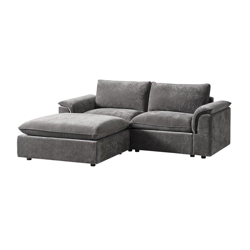 Krem Şönil Kumaş Masif Ahşap Ayaklı Modüler Bohem Koltuk - 224 cm - 290855