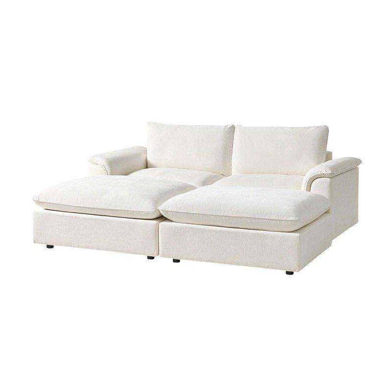 Krem Şönil Kumaş Modüler Yıkanabilir Kılıflı Bohem Koltuk - 224x186 cm - 289829