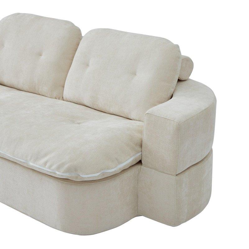 Krem Şönil Kumaş Yataklı ve Yastıklı Bohem Koltuk - 200 cm - 290143