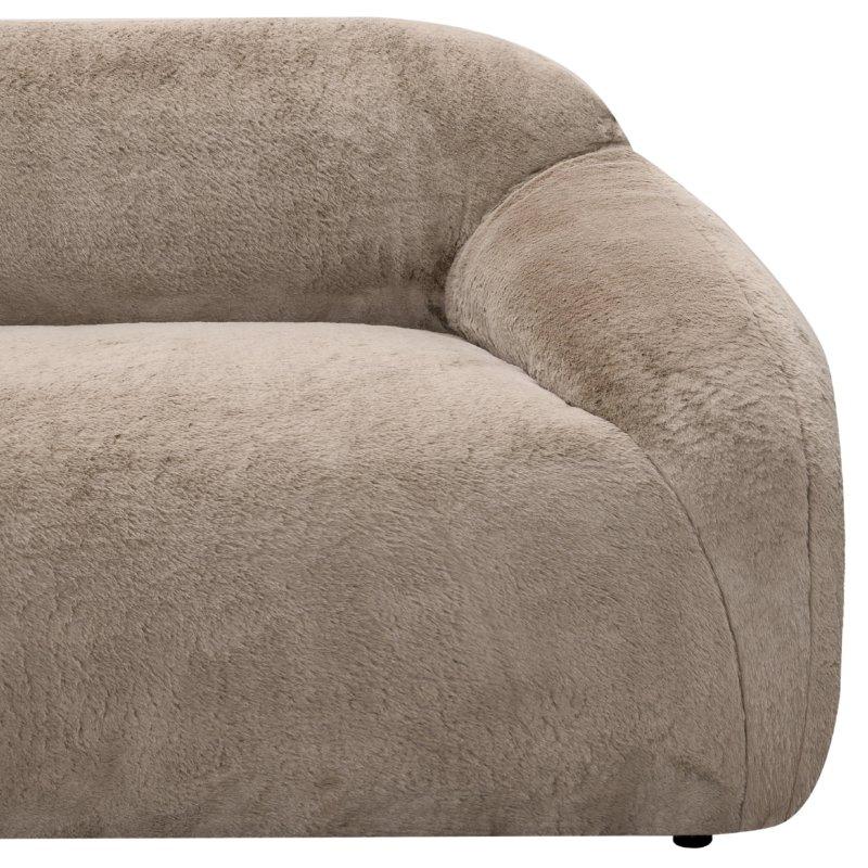 Krem Suni Kürk Döşemeli 3 Kişilik Derin Oturumlu Bohem Koltuk - 214 cm - 281597
