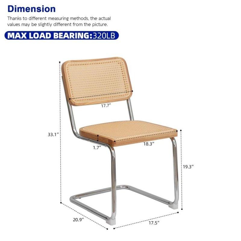 Krom Ayaklı Rattan Sırtlı Kadife Konsol Sandalye 2li Set - 253014