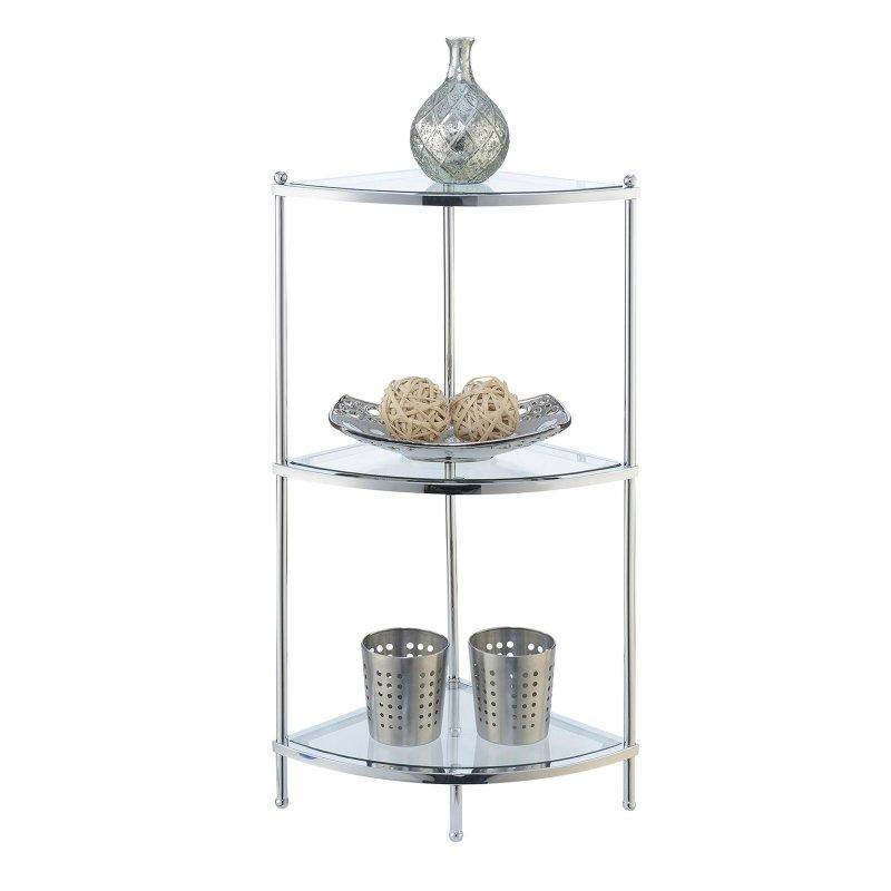 Krom Cam 3 Raflı Köşe Kitaplık - 35x91x35 cm - 316411