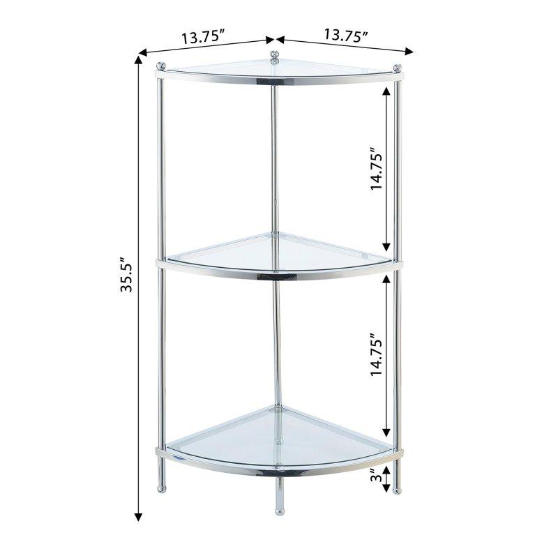 Krom Cam 3 Raflı Köşe Kitaplık - 35x91x35 cm - 316411