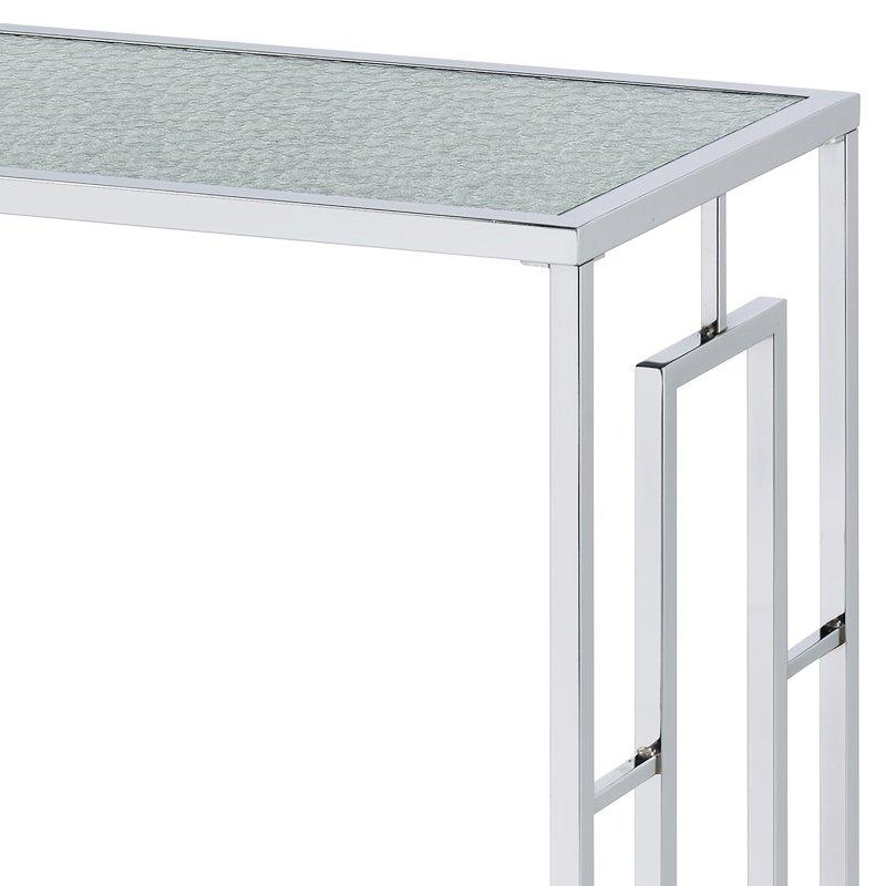 Krom Çelik Geometrik Dalgalı Cam Tablalı Dresuar - 122 cm - 333078