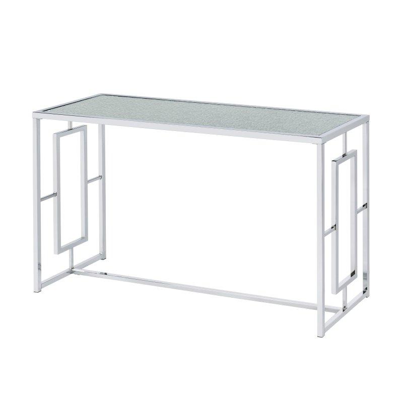 Krom Çelik Geometrik Dalgalı Cam Tablalı Dresuar - 122 cm - 333078