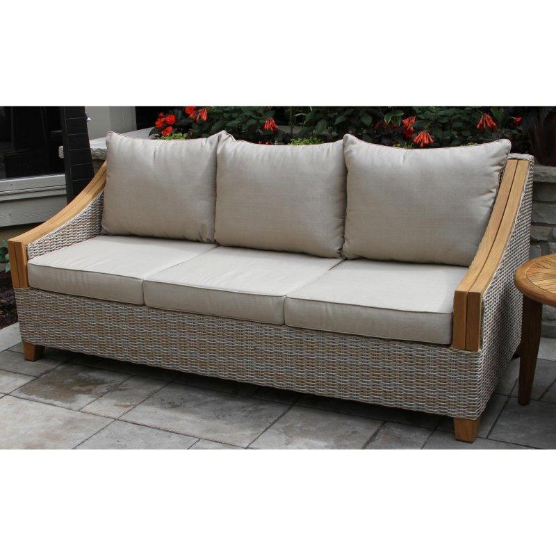Kül Grisi Hasır ve Naturel Tik Ağacı Sunbrella Kumaşlı 4 Parça Bahçe Takımı - 275707