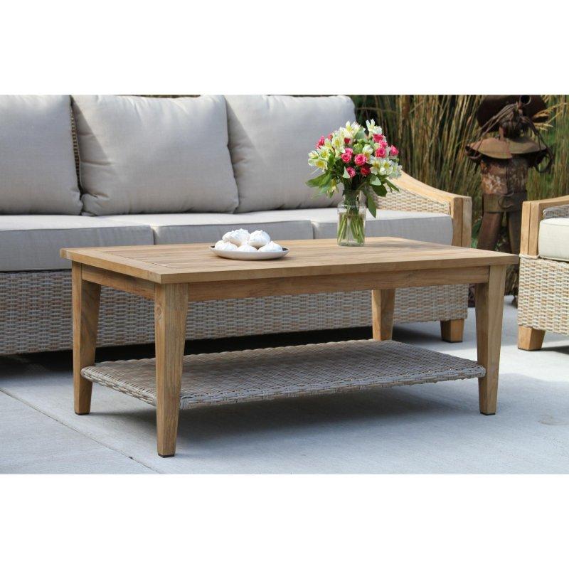 Kül Grisi Hasır ve Naturel Tik Ağacı Sunbrella Kumaşlı 4 Parça Bahçe Takımı - 275707
