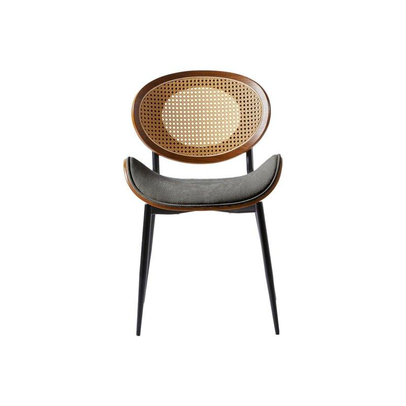 Kumaş Döşemeli Ahşap Sırtlı Metal Ayaklı 2li Set Modern Rattan Sandalye - 252428