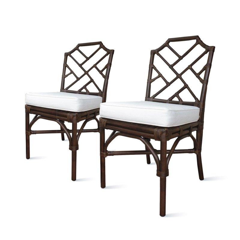 Kumaş Döşemeli Geometrik Desenli İkili Set Rattan Sandalye - 253341