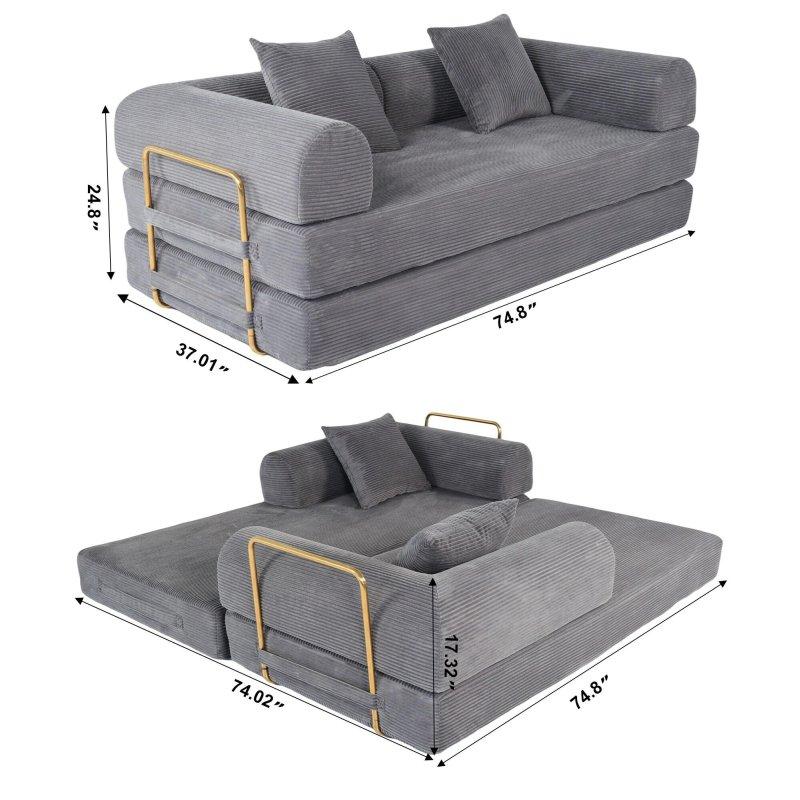 Kumaş Kaplama Yatağa Dönüşebilen İskeletsiz Modüler 3 Kişilik Bohem Koltuk - 191x94 cm - 290914