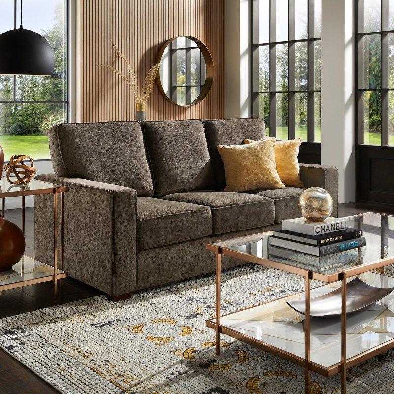 Kumaş Kare Kolçaklı Çıkarılabilir Minderli 3 Kişilik Bohem Koltuk - 194x92x94 cm - 294699