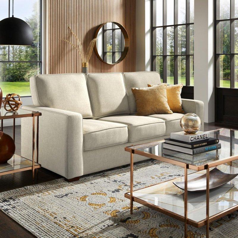 Kumaş Kare Kolçaklı Çıkarılabilir Minderli 3 Kişilik Bohem Koltuk - 194x92x94 cm - 294699