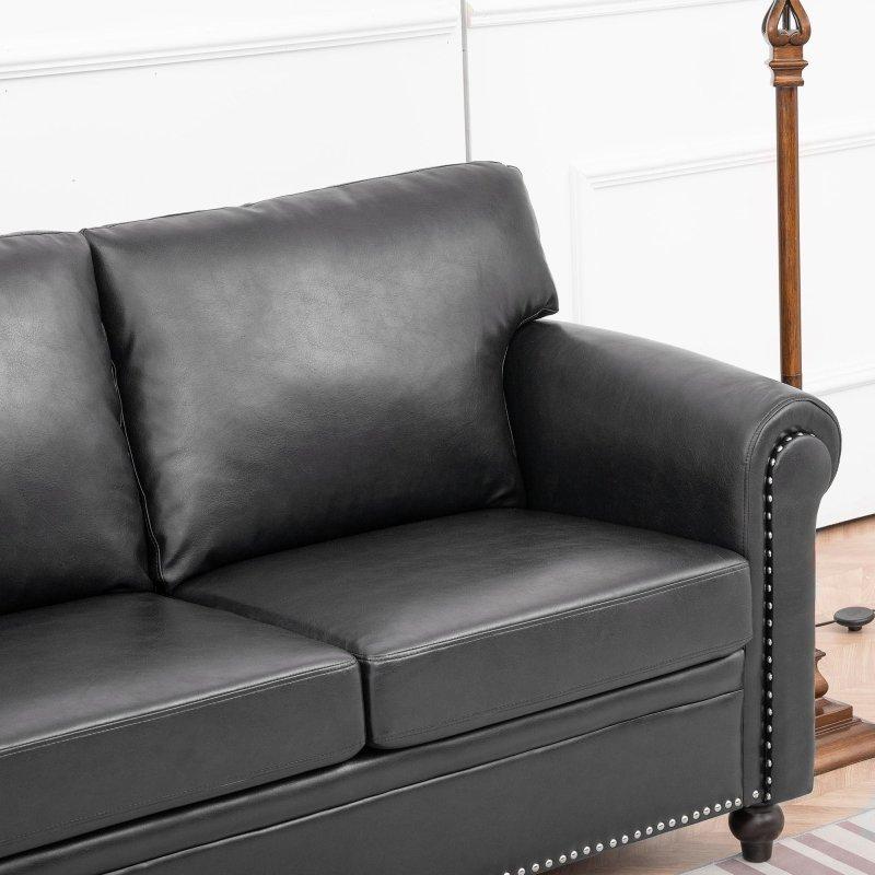 Kumaş Kıvrımlı Kollu Zımba Detaylı 3 Kişilik Bohem Koltuk - 214 cm - 289231