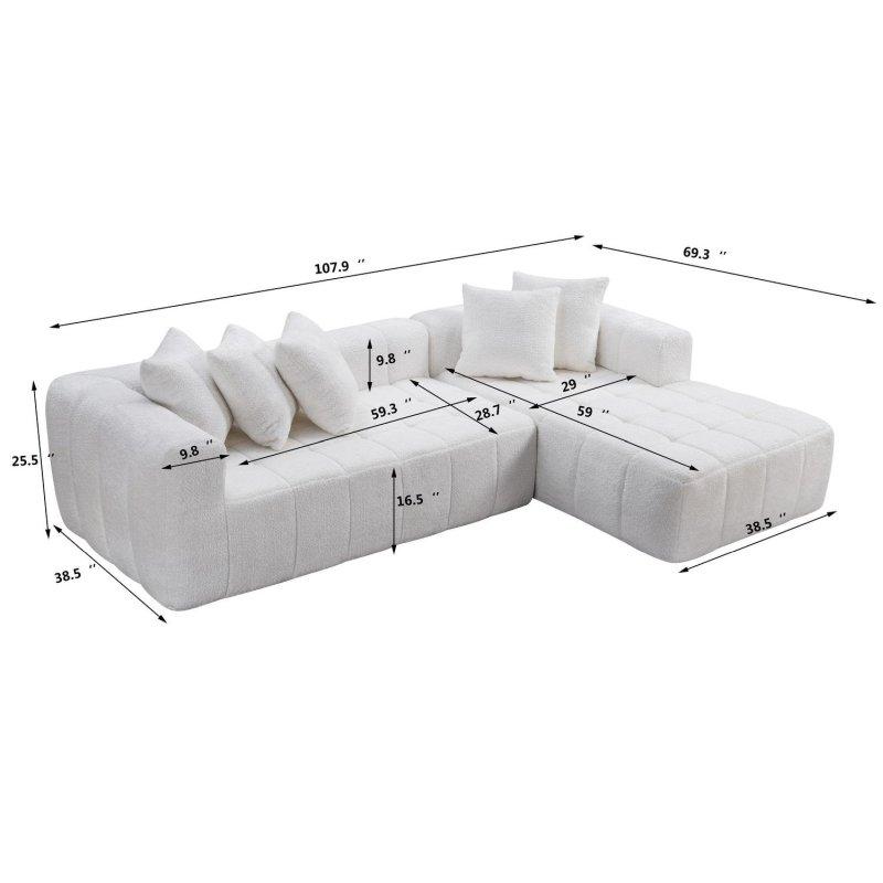 Kumaş Modüler Şezlonglu Alçak Profilli Köşe Koltuk - 275 cm - 260185