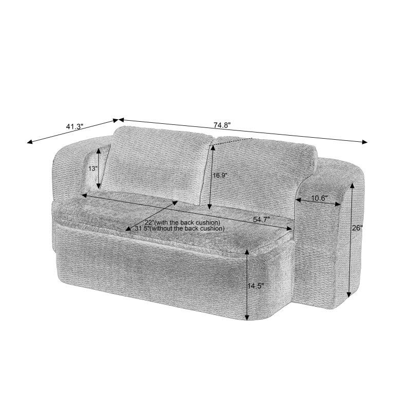 Kumaş Yataklı Katlanabilir 2si 1 Arada Bohem Koltuk - 190x105x67 cm - 285466