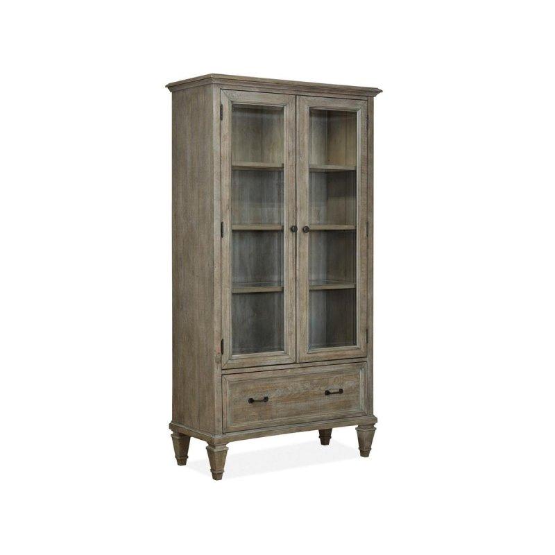 Kumru Grisi Masif Çam Ağacı 2 Çekmeceli LED Aydınlatmalı Cam Kapaklı Kitaplık - 102x46x191 cm - 239178