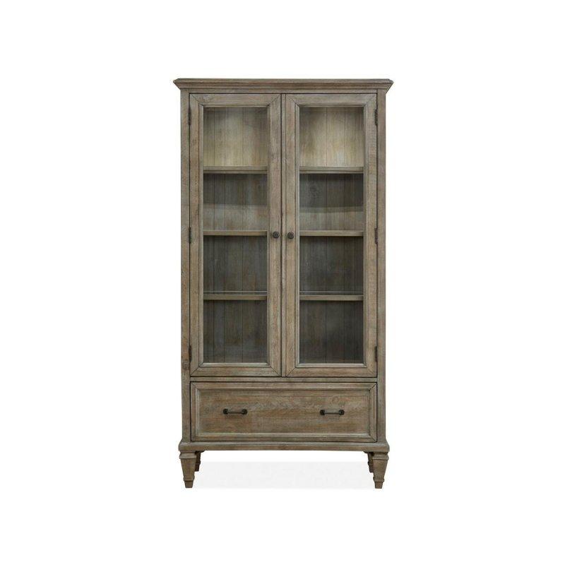 Kumru Grisi Masif Çam Ağacı 2 Çekmeceli LED Aydınlatmalı Cam Kapaklı Kitaplık - 102x46x191 cm - 239178