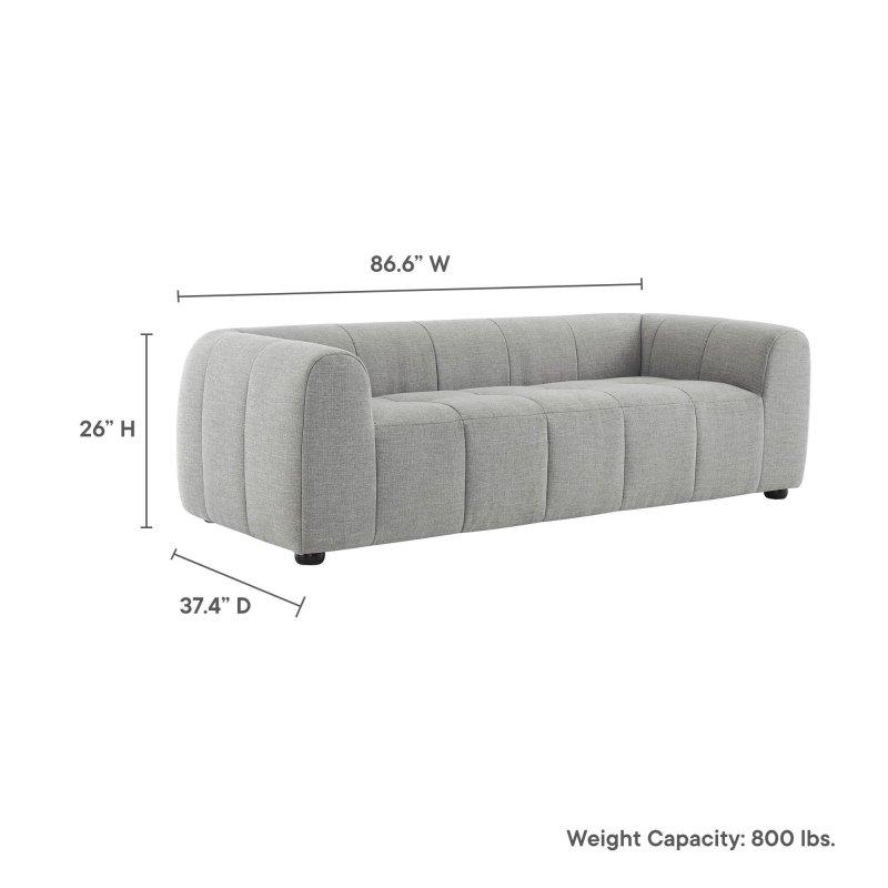 Kurşuni Gri Kumaş Döşemeli Masif Ahşap Ayaklı 3 Kişilik Bohem Koltuk - 220 cm - 284132