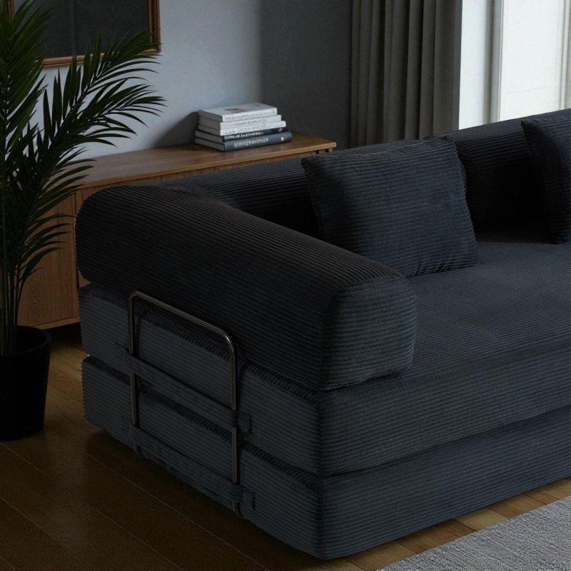 Kurulum Gerektirmeyen Fitilli Kadife Yataklı Katlanır 4ü 1 Arada Bohem Koltuk - 198x90x68 cm - 279477