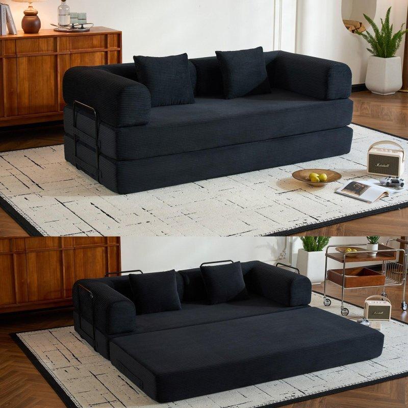 Kurulum Gerektirmeyen Fitilli Kadife Yataklı Katlanır 4ü 1 Arada Bohem Koltuk - 198x90x68 cm - 279477
