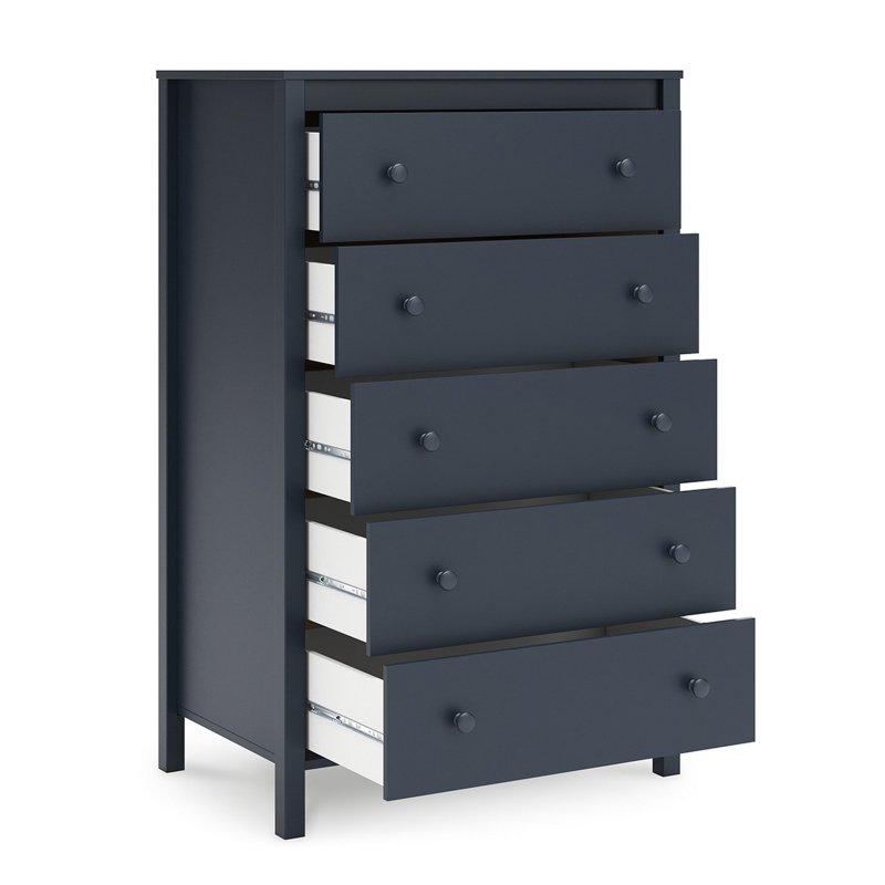 Lacivert Ahşap 5 Çekmeceli Yüksek Şifonyer - 127 cm - 302989
